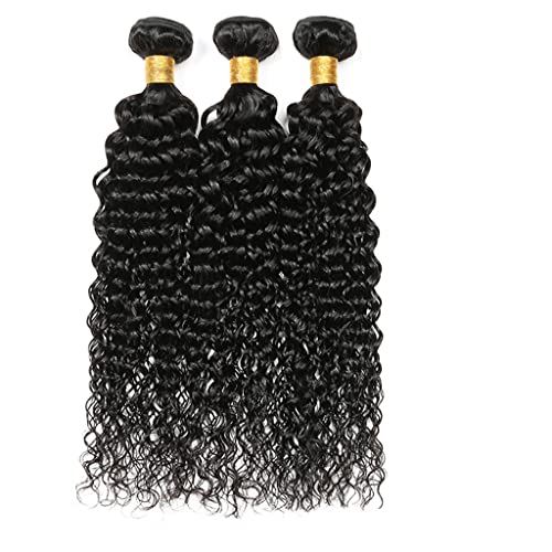 Ljudska kosa tkati 3 snopove Brazilski vodeni talas prirodna crna # 1b Remy Hair šivanje u produžetku potka prava ljudska kosa kratka kosa