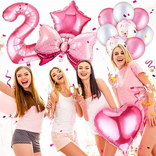 14 komada Pink Balloon Decoration luk Balloon Bowtie Pink Balloon Mouse party dekoracija folija Pink Star Balloon konfeti baloni Jumbo Bow Balloon za rođendanski tuš