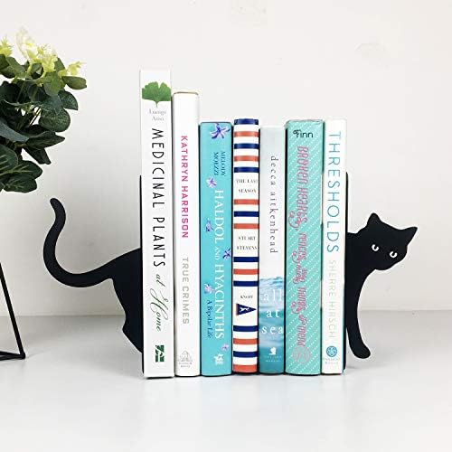 PandS Black Cat book Ends - dekorativni držači za police,držač za knjige za police, mačji poklon za ljubitelje mačaka 5×3,2×6,9 u teškim uslovima 1,9 Lbs