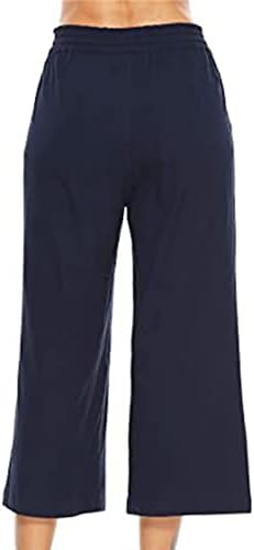 Maiyifu-GJ ženske pamučne lanene pantalone sa vezicama labave široke nogavice udobne pantalone za jogu visokog struka lepršave pantalone