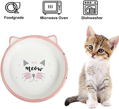 Posude za hranu za mačke keramičke posude za posuđe za mačke prilagođene plitkim brkovima 5 inča široke posude za hranu za hranu ploča za kućne ljubimce za mačke i štene, može se prati u mašini za sudove