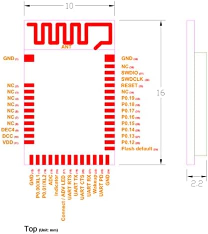 MDBT42Q-PATL2 UART / AT COMMAND / NUS / SPP BLUETOOTH modul Nordic PCB antena BT5.2 FCC IC CE Telec KC RCM SRRC