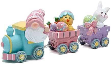 HODAO 8,75 Uskršnji dan Gnomes ukrasi vlaka Uskršnji vlakovi Figurine Spring Bunny Decor Handmade Mour Figurice za Uskršnji dekor