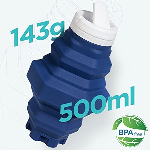 Melfold Sklopive boce za vodu 17oz BPA Silikonske putne sportske vodene boce ultra pakirajuće sklopive prenosne propuštene nepropusne