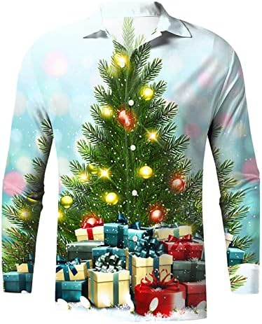 Wocachi božićni dugi rukav s dugim rukavima dolje majice, smiješne Xmas Santa Claus Print Holiday Majica Grafičke majice