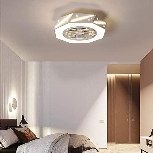 Dlsixyi ventilator ventilator sa osvetljenjem miran modernog ventilatora ventilatora LED lampica zatamnjena daljinska upravljača dnevni boravak sa trpezarijom LED plafonska svjetiljka bijeli kristal, 55cm