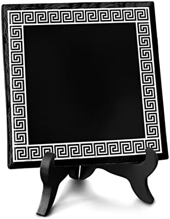 Crna keramička ploča Tabela dekoracije znak, Tradicionalna kineska geometrija tile uzorak desk Decor znak - Memorijalni pokloni za