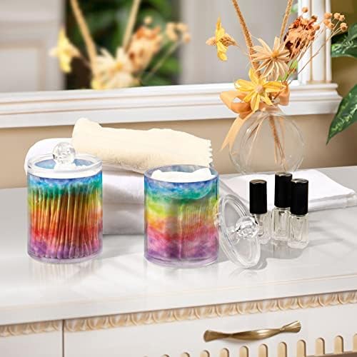 Hjjkllp 4 Pack Rainbow Tie Dye Ispiši Clear Plastic Apotekantna posuda za pamuk, pamučni bris, pamučni, konus, qtip držač dispenzer za kupatilo Organizacija za pohranu