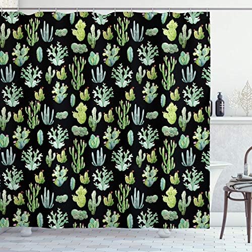 Ambesonne Cactus Spring cvjetna zavjesa za tuširanje, sastav raznih sočnih vrsta procvat botanika, tkanina tkanina kupatilo Dekor