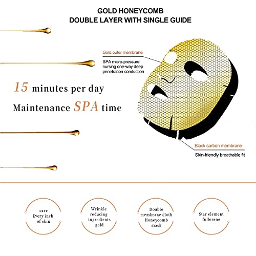 Ning SEVEN FANG 24k Gold Gel kolagenske maske za lice-Fullerene Honeycomb Inner Outer Double sa hidratantnim, pomaže u smanjenju finih linija i bora, tretman protiv starenja