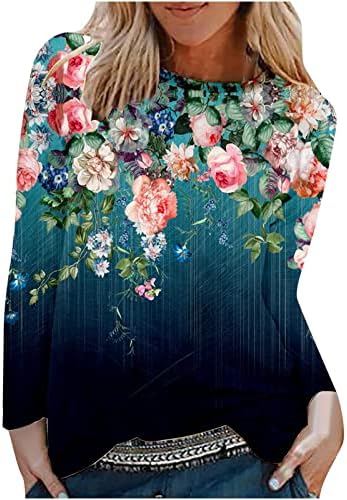 Zreže za žene za žene Trendy Prekristrizirani pad dukserice labavi ležerni cvjetni pulover s dugim rukavima