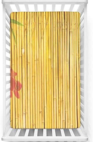 Opremljeni mini listovi sa bambusom, prenosivi mini krevetići posteljina madrac madrac madrac-odličan za dječaka ili djevojčica ili vrtić, 24 x38, žuto zeleno