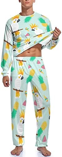 Parrot i ananas muške pidžame Set mekanih dugih rukava Sleepwear Classic Nightwear Lounge Set Pjs S