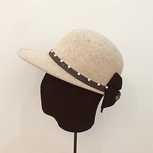 Bbdmp crne bež vunene kape za žene Pearl Band zimska kapa slatka dama djevojka na otvorenom Snapback kapa bejzbol kapa