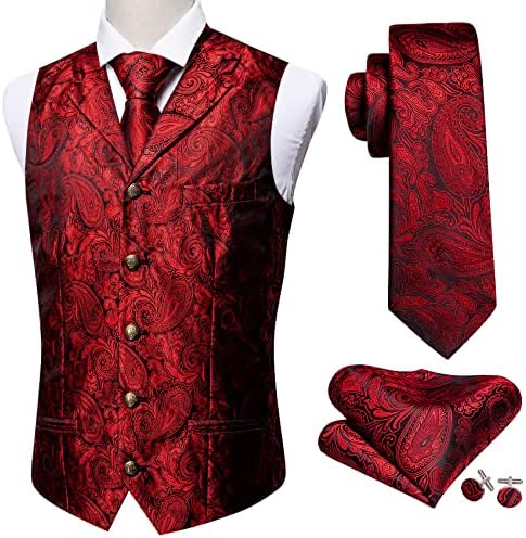 Barry.Wang Paisley Muškarci Prilagođeni ovratniku Vest Svečana / Leisure Silk Jacquard Stvari za vezanje kravata Set Vjenčanje