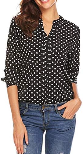 Žene Polka Dot 3/4 rukavi bluze na vrhu Dame uredski radovi Notch V izrez Majica Summer Casual Fashion Tunic Mahune