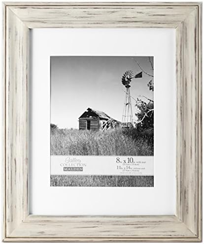 MALDEN International Dizajni Whitman White Wash Matted Wood Frame slike, 8x10 / 11x14, bijeli