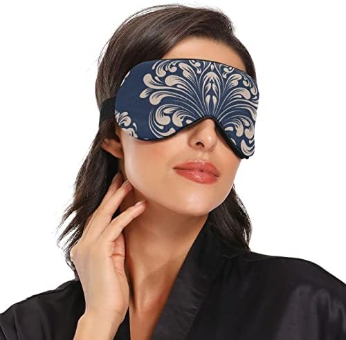 Wellday Sleep Maska Damask Cvijet Barok tamno plava noćna sjenila za oči Soft Comfort Blisefook blokiranje Podesivi remen za muškarce Žene