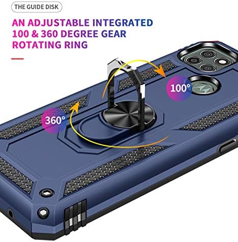 FollmeAir za Moto G9 Power case, sa kaljenim staklom za zaštitu ekrana [2 pakovanja], vojni robusni Anti-ogrebotine otporan na udarce 360°rotirajući poklopac kućišta za postolje odgovara za magnetni nosač za automobil