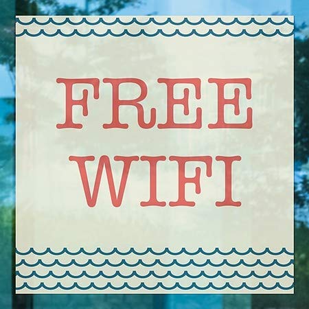 CGsignLab | Free WiFi -Nauticl Wave Cling Cling | 24 x24