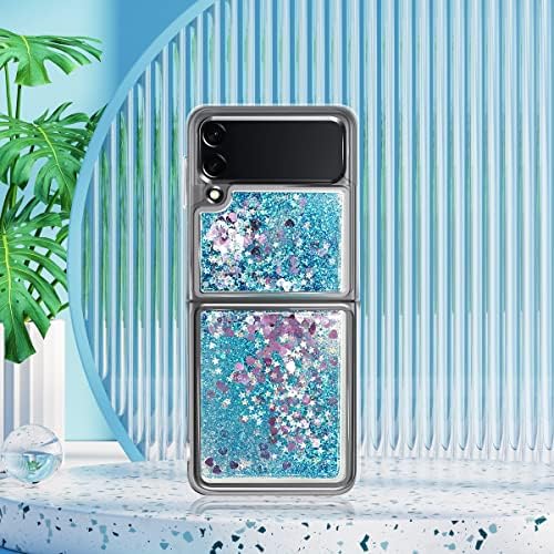 QSEVNSQ za Samsung Galaxy Z Flip 4 Glitter Case, Shockproof Z Flip 4 5G futrola za telefon Bling Liquid Sparkle Quicksend Clear žene