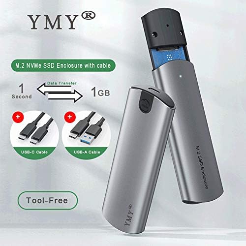 YMY Aluminium M. 2 SSD kućište, USB C 3.1 Gen 2 10Gbps Tip C SSD eksterni nosač SSD 2230/2242/2260/2280, SSD slučaj bez alata