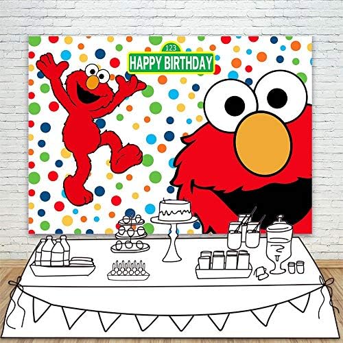 Elmo pozadina Sretan rođendan 5x3 Cartoon Street crveno čudovište Elmo rođendanske potrepštine baner za djecu vinil Elmo Baby Shower