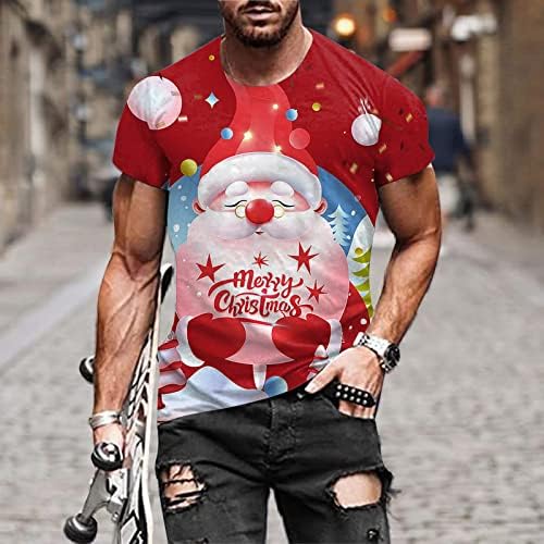 ZDDO božićne majice, majice kratkih rukava, smiješni Xmas Santa Claus Ispis Atletski trening ugrađen grafički tee vrhovi