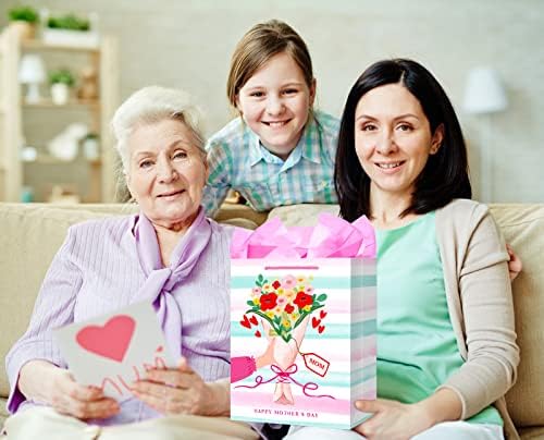 SICOHOME majke dan poklon torbe sa ručkom 11.5 srednji Happy Majčin dan pokloni torbe sa maramicom Happy Majčin dan cvijeće papir