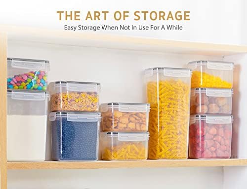 Syntus kontejneri za žitarice Storage Set, 16 kom hermetička organizacija ostave i plastična kuhinjska tjestenina posuda za skladištenje hrane sa poklopcima, naljepnice & kašika uključena