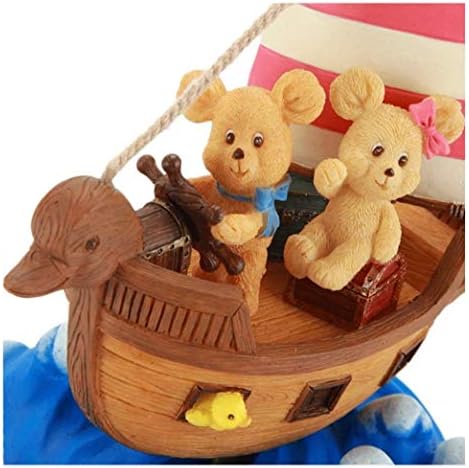 MyingBin Mali medvjed nautičke muzičke kutije Porcelanski rotirajući brod Swing Musical Boxes Oblik broda Rođendanski poklon