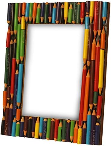 5x7 Frame slike Drvo | Ručno rađeni višebojni fantastični olovka za fotografije | Jedinstveni drveni krayon foto okvir | Dekorativni