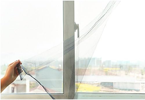 Flyzzz DIY samoljepljive mrežice za zavjese mrežaste mreže, 100x150cm, sa kukom i ljepljivom vrpcom, postavljen na više prozora