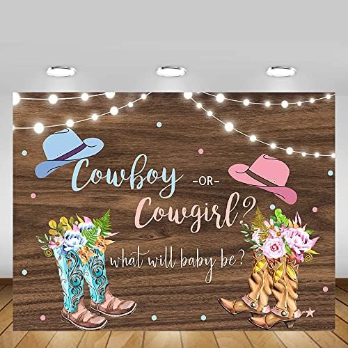 Mehofond Cowboy ili Cowgirl Western Rod otkriva povratnu pozadinu on ili ona koja će beba biti banner cvjetne rustične čizme za drvo