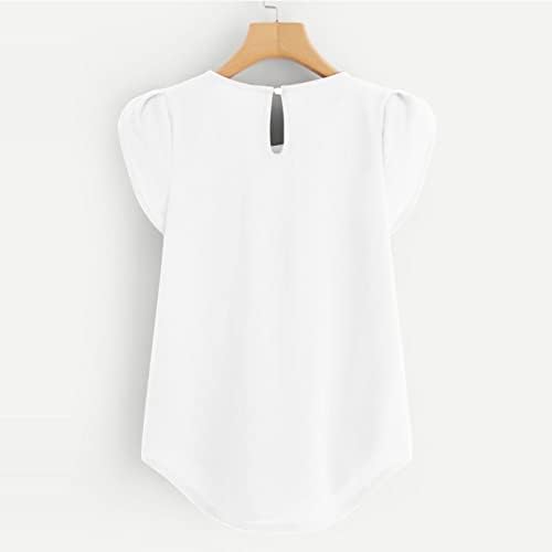Ženske vrhove 2023 ljetne modne majice kratkih rukava Seksi patentni zatvarač - izrez Šifon tunik Ležerne prilike pune labave fit bluze