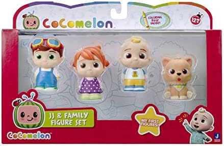 CoComelon 4 paket figura - JJ & amp; porodični set figura-Porodica I prijatelji-uključuje JJ, YoYo, Tomtom i Bingo psa-igračke za djecu, dojenčad i predškolce