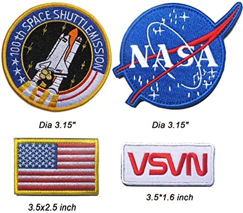Antrix 4 komada Američki zakrpa Nasa Patch kukica i petlja Taktička američka zastava Nasa logo 100th Space Shuttle Mission Zakrpe za jačanje