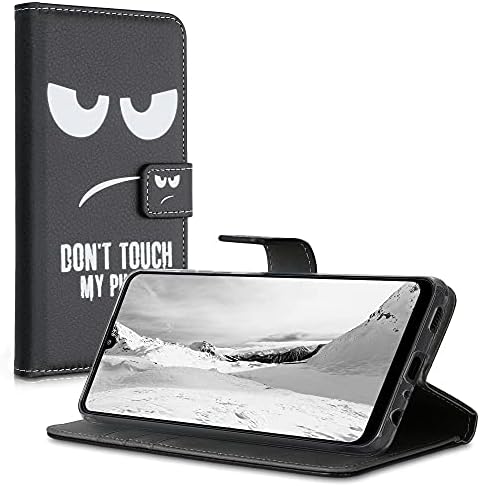 kwmobile torbica za novčanik kompatibilna sa Samsung Galaxy A22 4G - navlakom od umjetne kože-ne dirajte moj telefon Bijelo / Crno