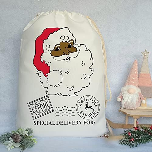 Jolly Jon Crna Santa Claus Poklon Torba-Afroameričke Santa Sacks-Velike Božićne Poklon Torbe Za Višekratnu Upotrebu - Afroamerička Santa Claus Torba Za Umotavanje - Crna Santa Sacks Santa Sack