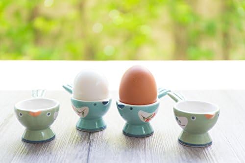 WD-Set od 2 kom Cute Bird Shape keramička meka ili tvrdo kuvana čaša za jaja držač-za doručak, kuhinjsko posuđe, uređenje kućne kuhinje ili čak poklon Vera zelena boja