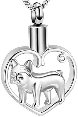 zeqingjw Heart Cremation nakit urna ogrlica za pepeo za kućne ljubimce, pseći pepeo za uspomenu od nehrđajućeg čelika ogrlica sa kompletom za punjenje