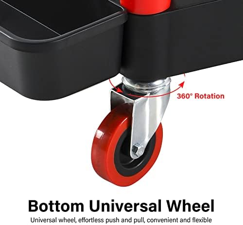 Utility Cart Tool Organizer, 3-slojna kolica za alat sa ručkom & amp; univerzalni točak & bočna viseća ploča & kuke, mobilna kolica