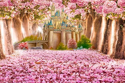 Sscsts Blossoming cherry Castle Backdrop, 9x6ft, princeza Castle Fairyland Wonderland Fotografije pozadine, djevojka Baby Shower Party dekor rekvizite Banner LYST700
