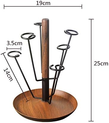 Drvo držača šoljica za kafu od kovanog gvožđa, Samostojeći kuhinjski pribor za prikaz držača šoljica za radnu ploču-19x25cm