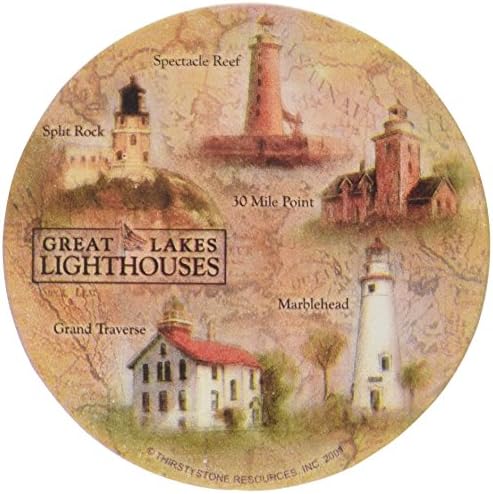 Thrtystone Stoneware Great Lakes Lighthouze Coaster, višebojni