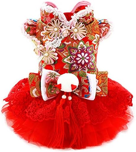 Uxzdx CUJUX ručno rađena odjeća za pse pseća haljina crvena Cheongsam Slim Fit stil kineska haljina od tila suknja za mačke Pudlica