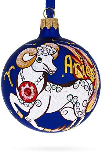 Ovan astrološkim horoskopskim horoskopom potpisuju stakleni kuglični božićni ukras 3,25 inča