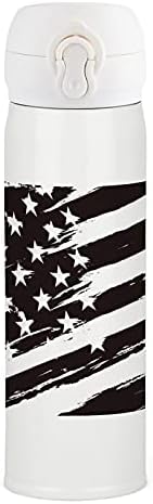 Američka američka zastava crno-bijela izolirana voda od nehrđajućeg čelika za vodu za kavu Čaj za čaj za sportsko biciklizam planinarenje