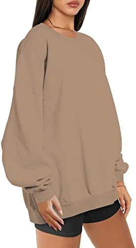 Ženske prevelike dukseve od runa vrhovi dugih rukava za posadu pad ramena pulover duksere povremene debele kapuljače
