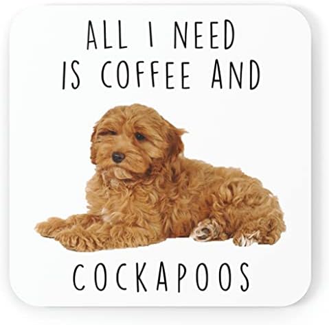Volim kafu i kokapoo crvene smiješne poklone za pseću mamu Božić 2023 pokloni coaster bijeli trg